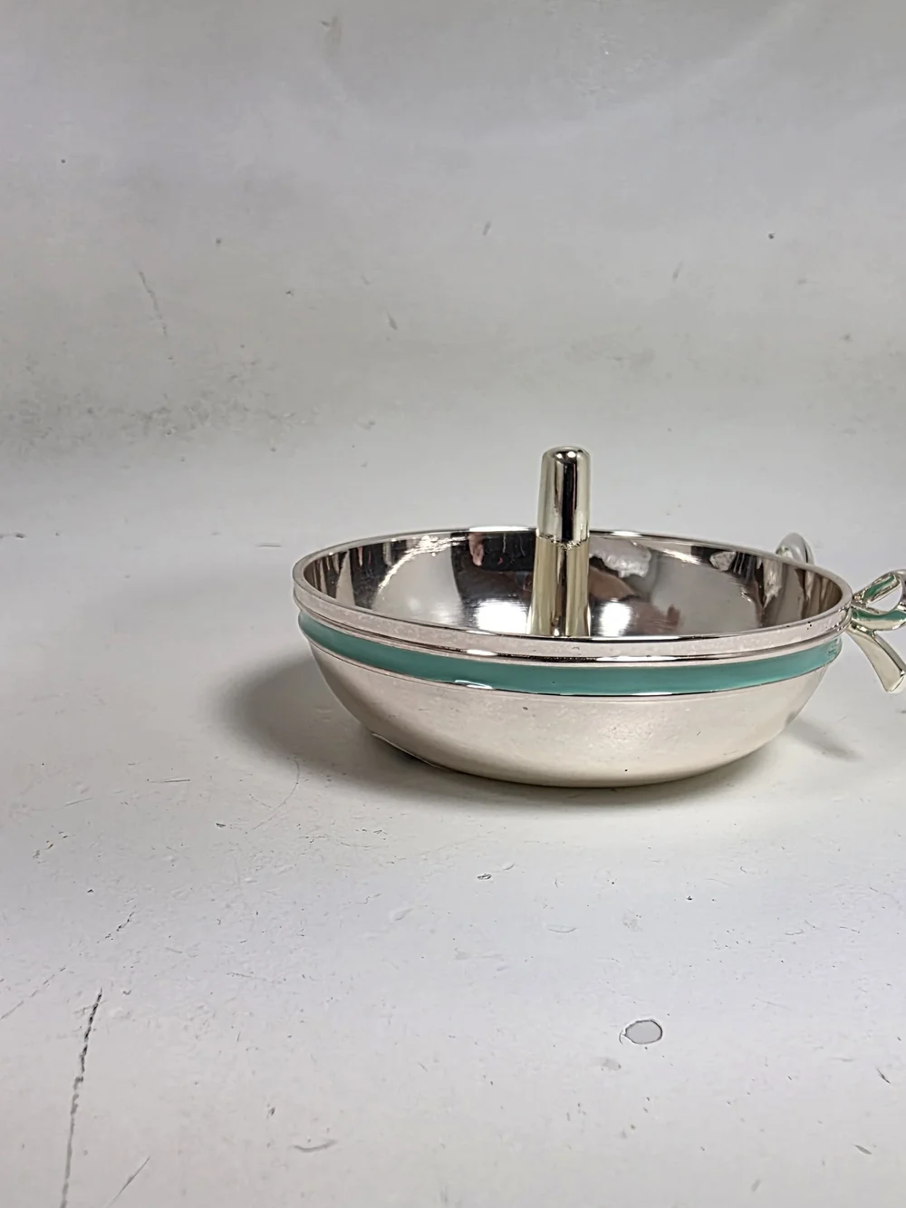 Kate Spade Silver Tone Jewelry Ring Holder with Teal Bow Accent